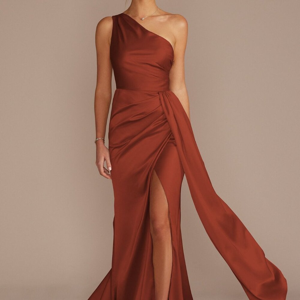 David's Bridal Satin Dress Cinnamon
